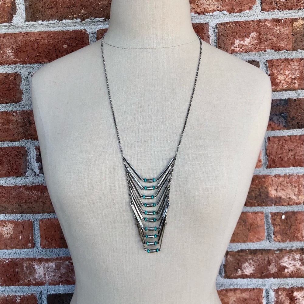 Native Rainbow Turquoise & Silver Necklace